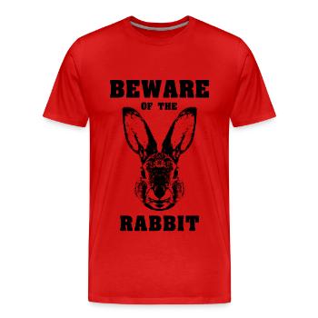 Caution rabbit rabbit - Men's Premium Organic T-Shirt - red - Front - Damien (186cm)