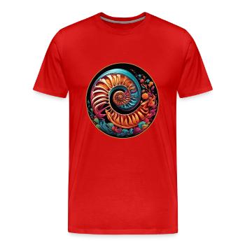 Design graphique coloré nautile - T-shirt bio Premium Homme - rouge - Devant - Damien (186cm)