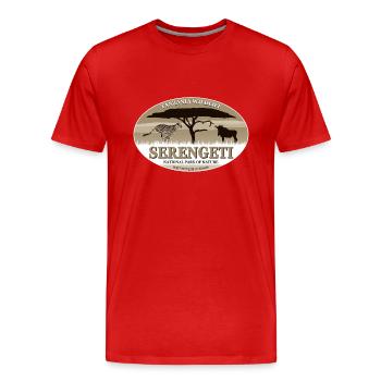 Serengeti - Gepard & Gnu Safari - Männer Premium Bio T-Shirt - Rot - Vorne - Damien (186cm)