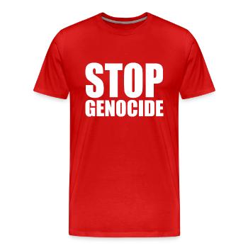 Stop genocide - T-shirt bio Premium Homme - rouge - Devant - Damien (186cm)