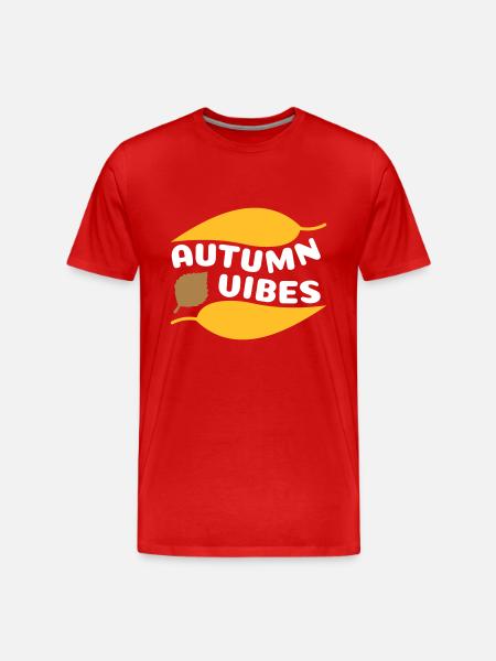 Autumn vibes (curved leaves) - Men's Premium Organic T-Shirt - red