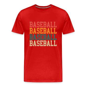 Baseball Pun - Men's Premium Organic T-Shirt - red - Front - Damien (186cm)