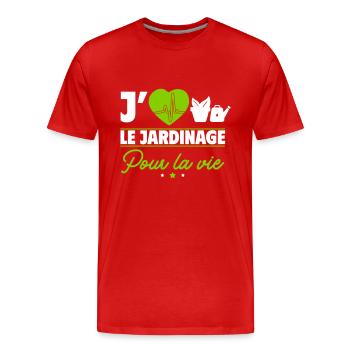 J'aime le jardinage – une passion pour la vie ! - T-shirt bio Premium Homme - rouge - Devant - Damien (186cm)