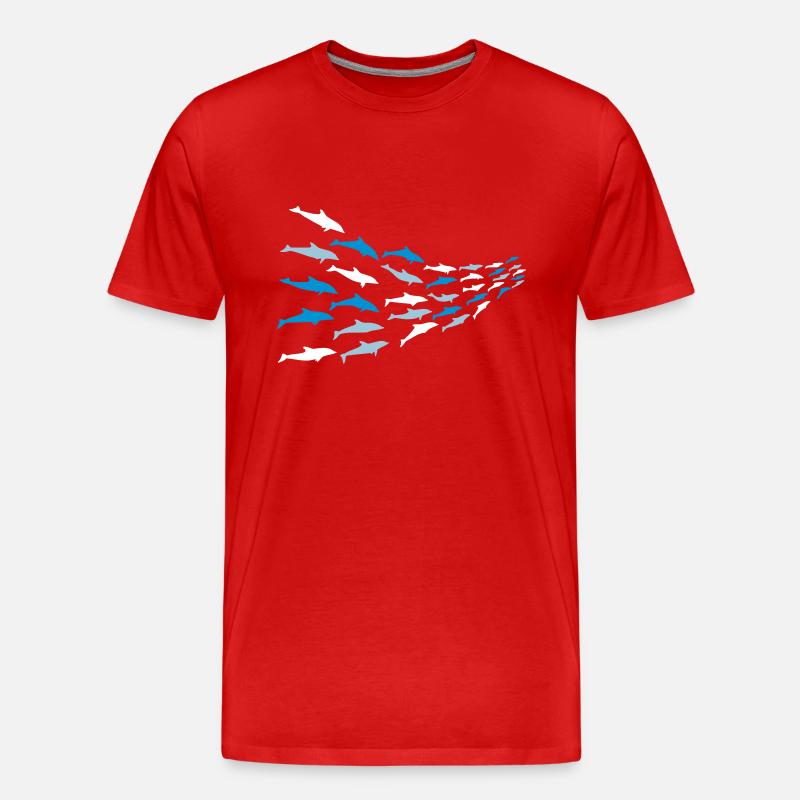 Delfinschule Vektormotiv - Männer Premium Bio T-Shirt - Rot