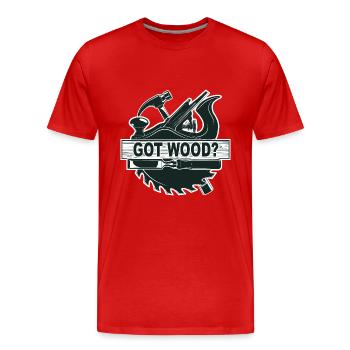 Le travail du bois a du bois - T-shirt bio Premium Homme - rouge - Devant - Damien (186cm)