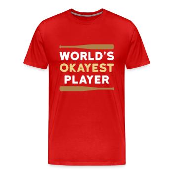 Le meilleur joueur du monde (deux battes de baseball) - T-shirt bio Premium Homme - rouge - Devant - Damien (186cm)