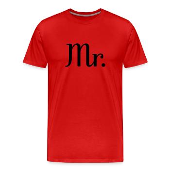 M. Matching Couple Fiançailles Mariage Lune de miel - T-shirt bio Premium Homme - rouge - Devant - Damien (186cm)