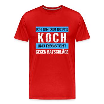 Cuisson résistante - T-shirt bio Premium Homme - rouge - Devant - Damien (186cm)