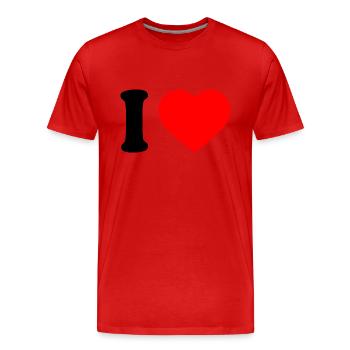 I love - Men's Premium Organic T-Shirt - red - Front - Damien (186cm)