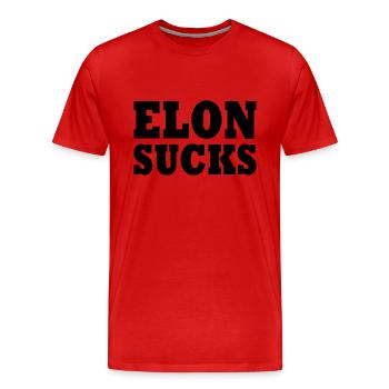 Elon sucks - Männer Premium Bio T-Shirt - Rot - Vorne - Damien (186cm)