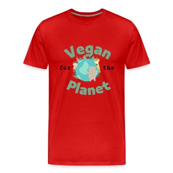 Vegan for the Planet - Männer Premium Bio T-Shirt - Rot - Vorne - Damien (186cm)