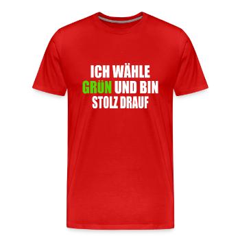 I vote green and I'm proud of it - Men's Premium Organic T-Shirt - red - Front - Damien (186cm)