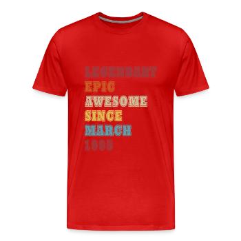 March 1995 birthday present. March 1995. - Men's Premium Organic T-Shirt - red - Front - Damien (186cm)