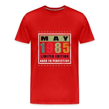 Don de mai Mai 1985 Jubilé Mai 1985 Mai 1985 - T-shirt bio Premium Homme - rouge - Devant - Damien (186cm)