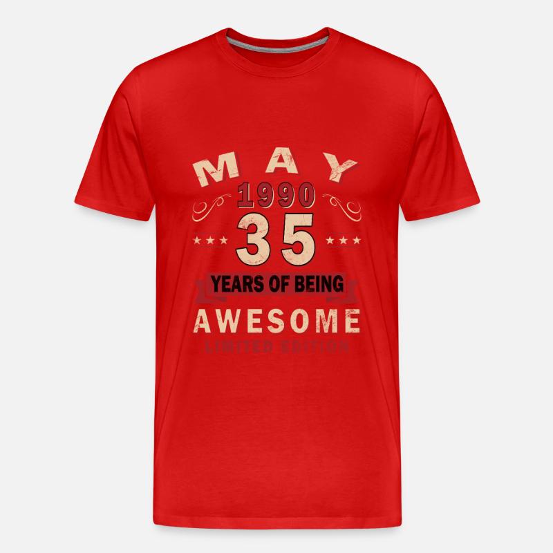 35th Birthday Gift Husband Original May 1990 - Men's Premium Organic T-Shirt - red