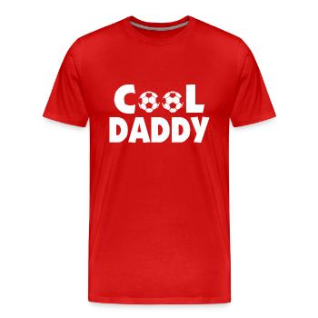 Kühle Fußball-Fußball-Vati - Männer Premium Bio T-Shirt - Rot - Vorne - Damien (186cm)