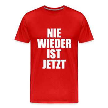 Nie wieder ist jetzt - Männer Premium Bio T-Shirt - Rot - Vorne - Damien (186cm)