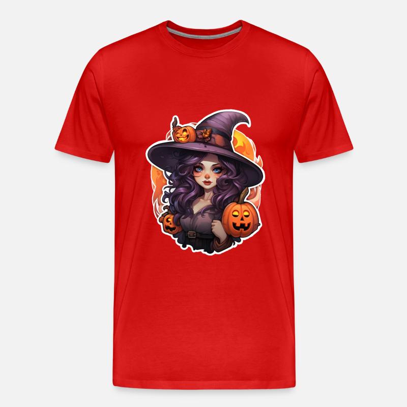 Halloween Hexe 3 - Männer Premium Bio T-Shirt - Rot