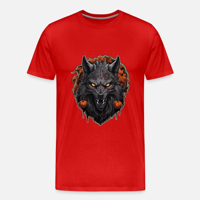 Halloween Wolf 4 - Männer Premium Bio T-Shirt - Rot
