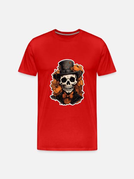 Skull fine with hat - Men's Premium Organic T-Shirt - red