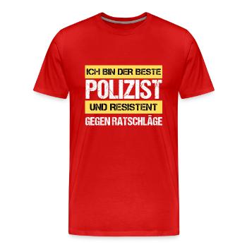 Policier résistant - T-shirt bio Premium Homme - rouge - Devant - Damien (186cm)