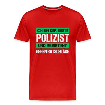 Policier résistant - T-shirt bio Premium Homme - rouge - Devant - Damien (186cm)