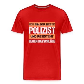 Policier résistant - T-shirt bio Premium Homme - rouge - Devant - Damien (186cm)