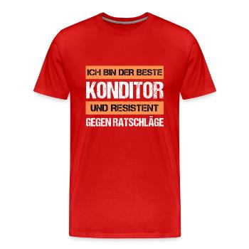 Resistenter Konditor - Männer Premium Bio T-Shirt - Rot - Vorne - Damien (186cm)