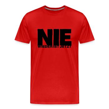Nie wieder ist jetzt - Gegen Rechts, gegen Hetze - Männer Premium Bio T-Shirt - Rot - Vorne - Damien (186cm)