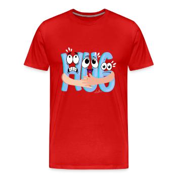 Blaues Cartoon-Kuscheln - Humorvoll - Männer Premium Bio T-Shirt - Rot - Vorne - Damien (186cm)