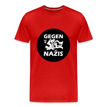 Gegen nazis - Männer Premium Bio T-Shirt - Rot - Vorne - Damien (186cm)