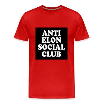 anti elon social club - Men's Premium Organic T-Shirt - red - Front - Damien (186cm)