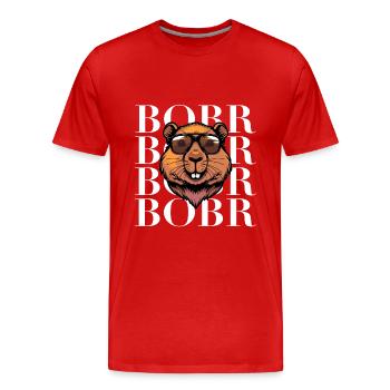 Bober Bóbr cooler Biber mit Sonnenbrille Viral Hit - Männer Premium Bio T-Shirt - Rot - Vorne - Damien (186cm)