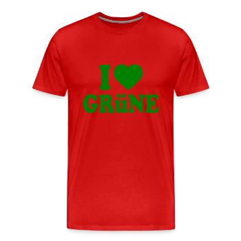 I love green - Men's Premium Organic T-Shirt - red - Front - Damien (186cm)