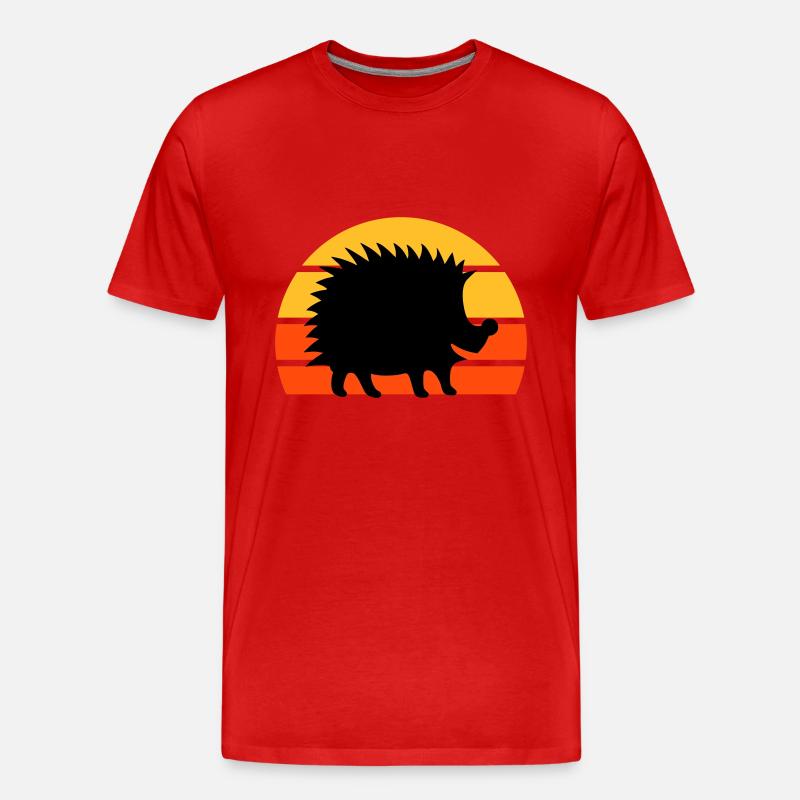 Hérisson heureux devant un demi-soleil - T-shirt bio Premium Homme - rouge
