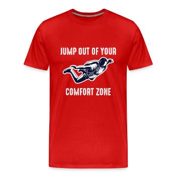 Skydiving Jump Out Of Your Comfort Zone - Men's Premium Organic T-Shirt - red - Front - Damien (186cm)