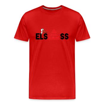 Alsace : cigogne & maison - T-shirt bio Premium Homme - rouge - Devant - Damien (186cm)