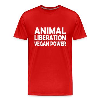 animal liberation Vegan power - Männer Premium Bio T-Shirt - Rot - Vorne - Damien (186cm)
