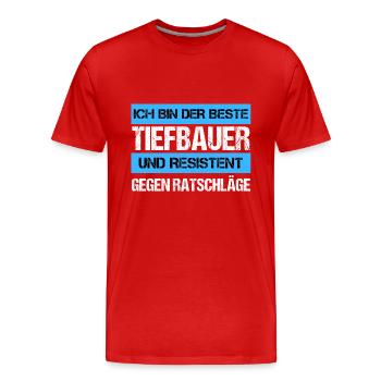 Resistenter Tiefbauer - Männer Premium Bio T-Shirt - Rot - Vorne - Damien (186cm)
