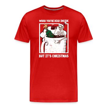 Weihnachtsskelett - Männer Premium Bio T-Shirt - Rot - Vorne - Damien (186cm)