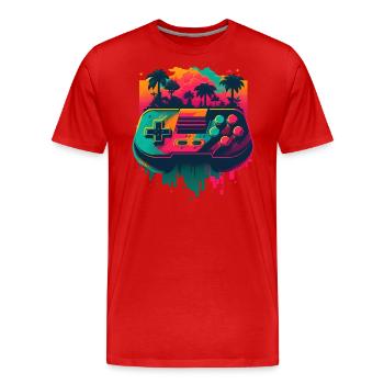 Retro Konsole - Männer Premium Bio T-Shirt - Rot - Vorne - Damien (186cm)