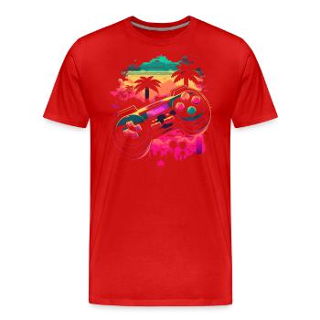 Retro Console - Men's Premium Organic T-Shirt - red - Front - Damien (186cm)