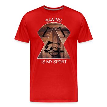 Charpentier, charpentier, charpentier, charpentier, artisan, bois - T-shirt bio Premium Homme - rouge - Devant - Damien (186cm)