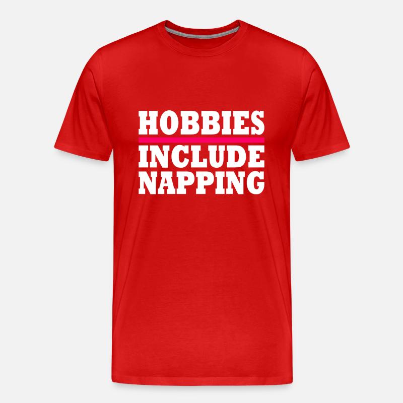 Hobbies include napping - T-shirt bio Premium Homme - rouge