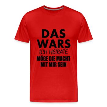 Das wars ich heirate - Männer Premium Bio T-Shirt - Rot - Vorne - Damien (186cm)