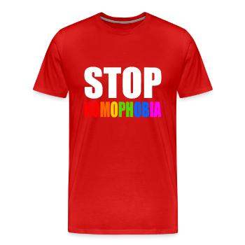 Stop homophobia - T-shirt bio Premium Homme - rouge - Devant - Damien (186cm)