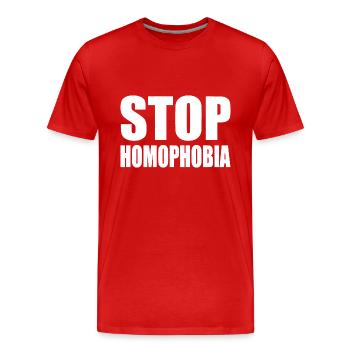 Stop homophobia - T-shirt bio Premium Homme - rouge - Devant - Damien (186cm)