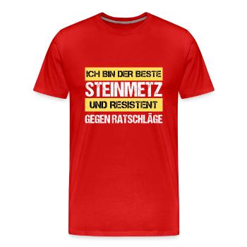 Tailleur de pierre résistant - T-shirt bio Premium Homme - rouge - Devant - Damien (186cm)