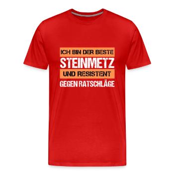 Tailleur de pierre résistant - T-shirt bio Premium Homme - rouge - Devant - Damien (186cm)