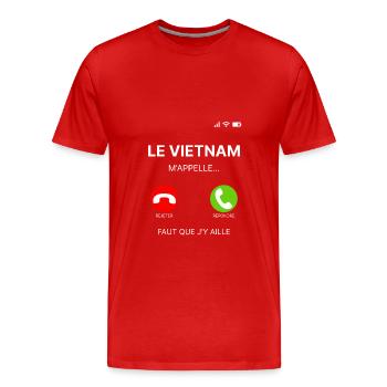 LE VIETNAM M'APPELLE FAUT QUE J'Y AILLE - T-shirt bio Premium Homme - rouge - Devant - Damien (186cm)